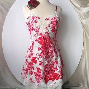 Victorias Secret Vintage Gold Tag Satin Rose Lace Chemise Lingerie Slip …